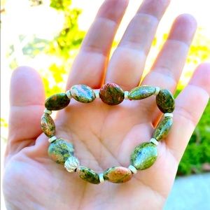 925 SS unikite crystal gemstone beaded bracelet